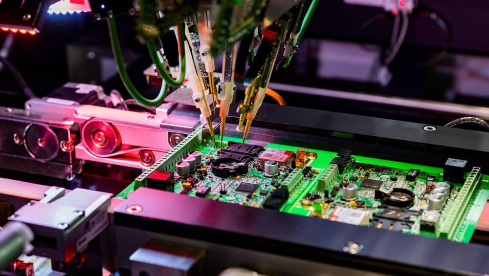 inspección y automatización producción de placas de circuitos electrónicos y prueba de mosca de chips de computadora mediante máquina automatizada robótica