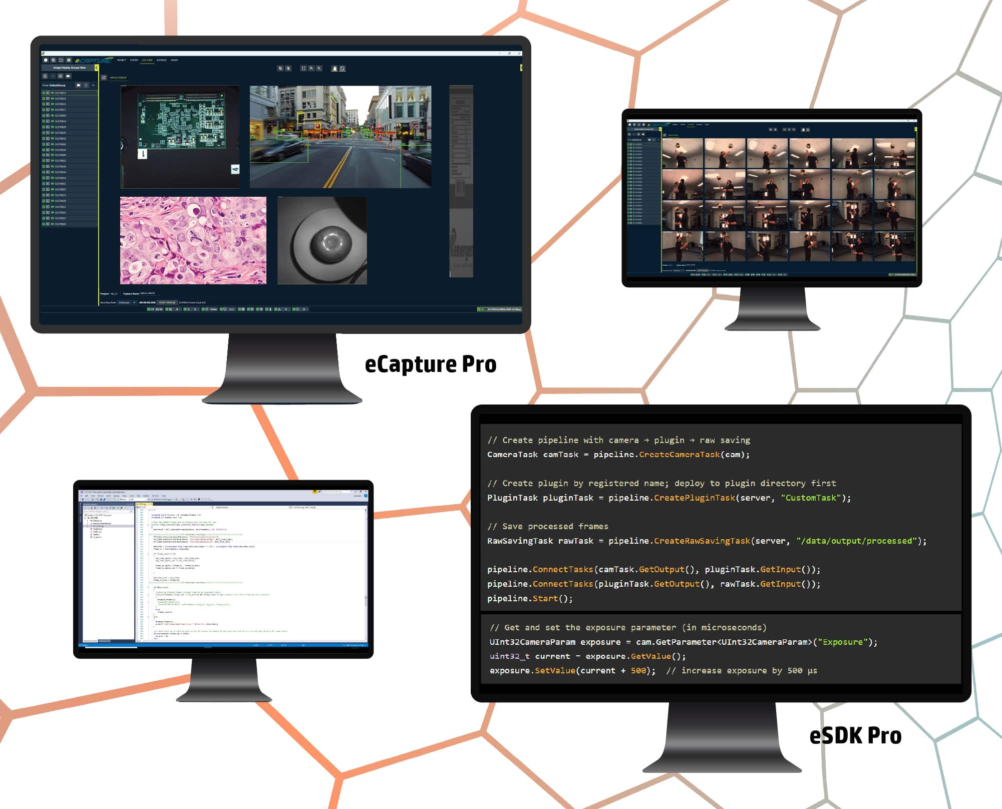 适用于 10/25/100GigE 摄像头的机器视觉软件，可以是图形用户界面 (GUI) 或基于代码的。