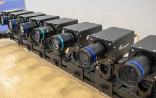 Eight BOLT 25GigE cameras set up for a demo at VISION 2026 showing deep-learning pipeline in eSDK Pro