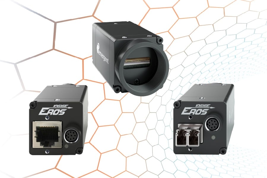 EROS LE Line Scan Cameras with fiber and RJ45 connections EROS LE 10GigE line scan cameras are available with fiber (3W), RJ45 without POE (4W) and RJ45 with POE (4.8W) connections.